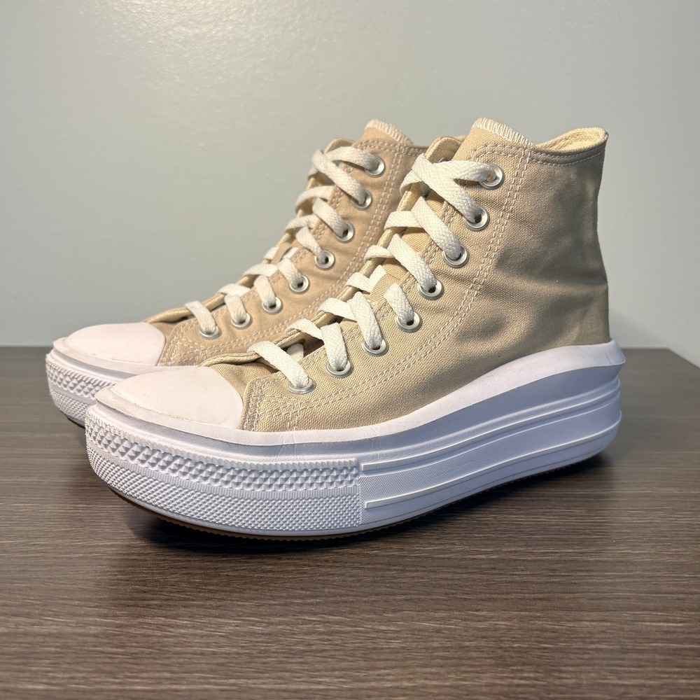 Converse Chuck Taylor All Star Move High Top Platform Sneakers Beige A04365C 7